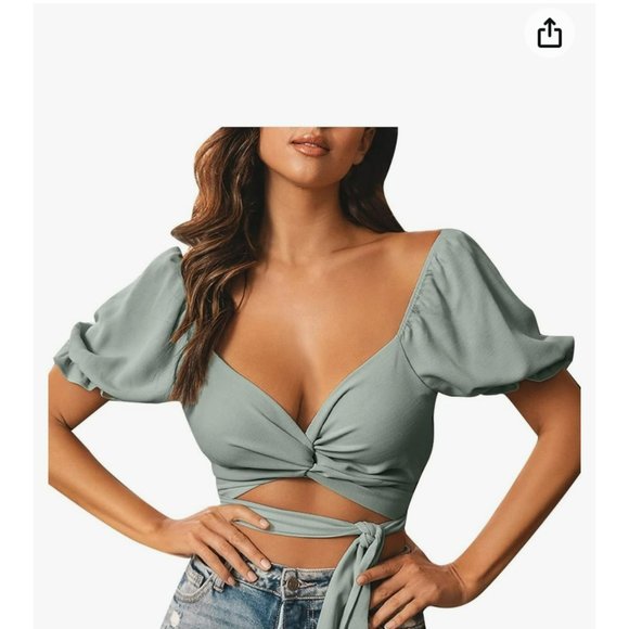 Yaneth Alatorre Tie Waist Crop Top Size Medium - Picture 1 of 6